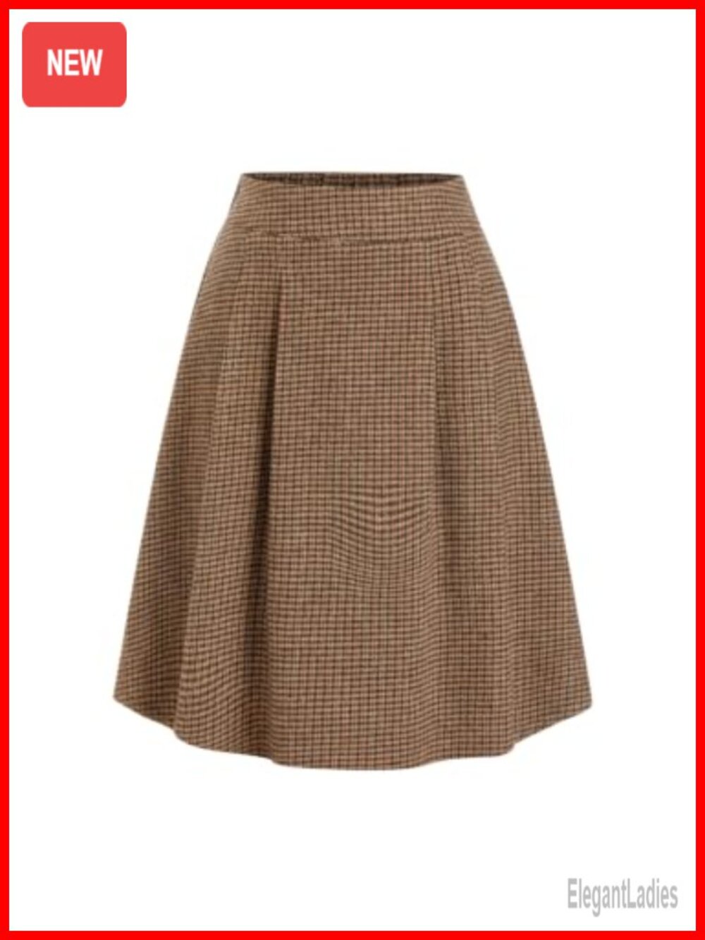 Plaid Pleated A-Line Midi Skirt with Pockets Belted Office Fall